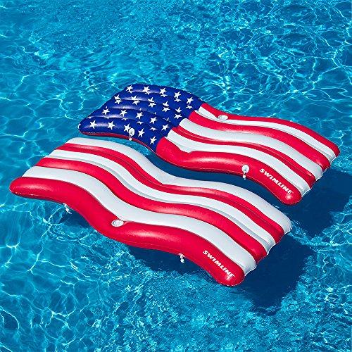 Swimline American Flag Connector Mattress Set Swimming Pool Float, 2-Pack