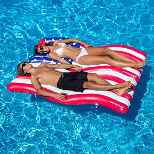 Swimline American Flag Connector Mattress Set Swimming Pool Float, 2-Pack