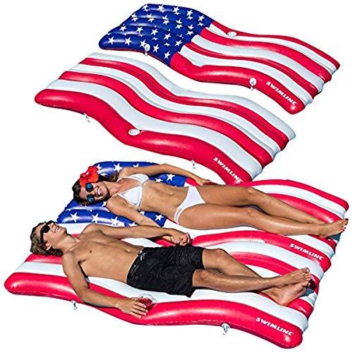 Swimline American Flag Connector Mattress Set Swimming Pool Float, 2-Pack