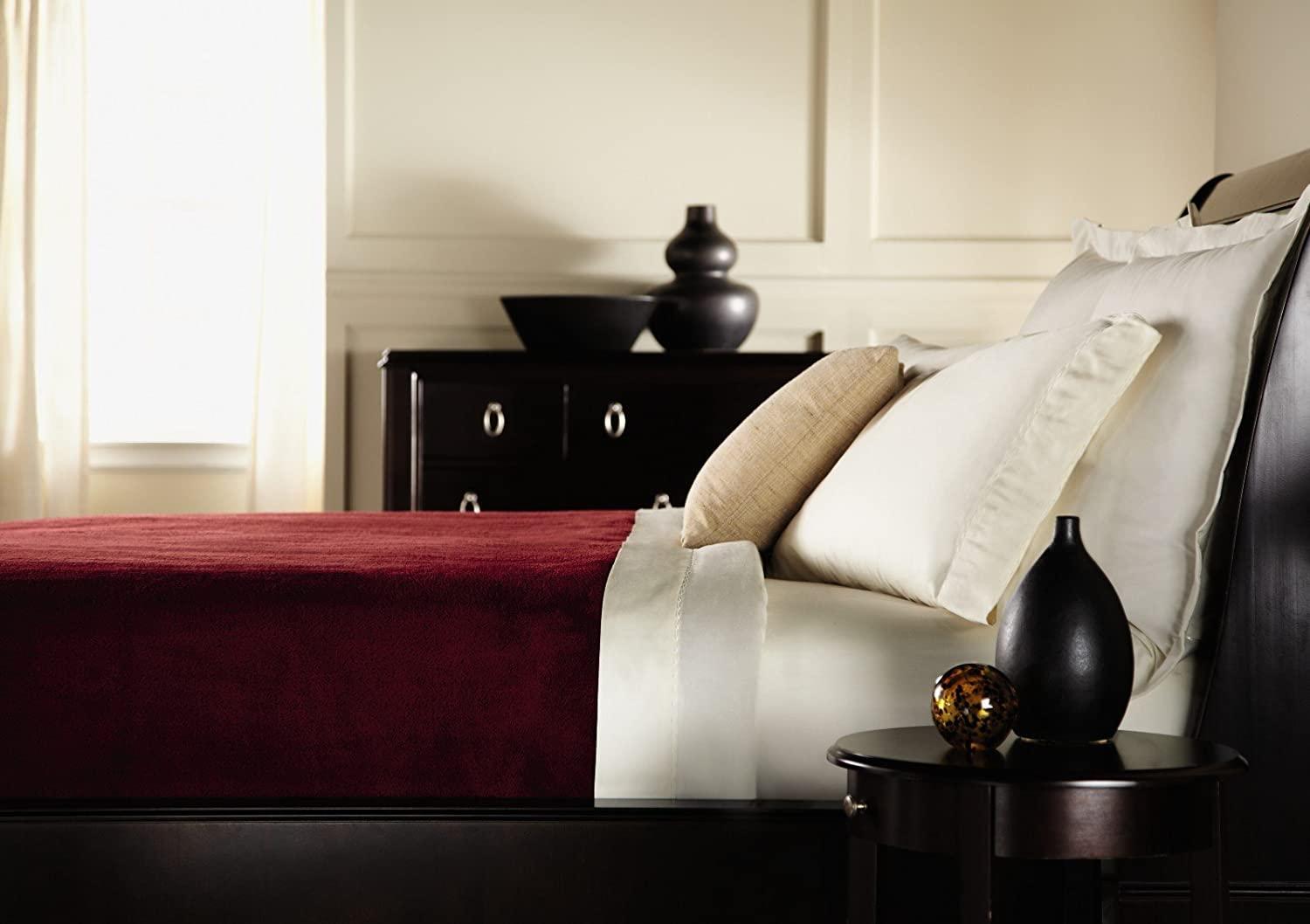 Sunbeam Heated Blanket | Loft 10 Heat Settings  Garnet  Queen - BRL9SQS-R310-16A44