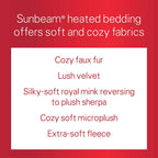 Sunbeam Heated Blanket | Loft 10 Heat Settings  Garnet  Queen - BRL9SQS-R310-16A44