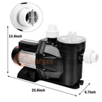2.5hp swimming pool pump in/above ground 1850w motor strainer hayward replacemen