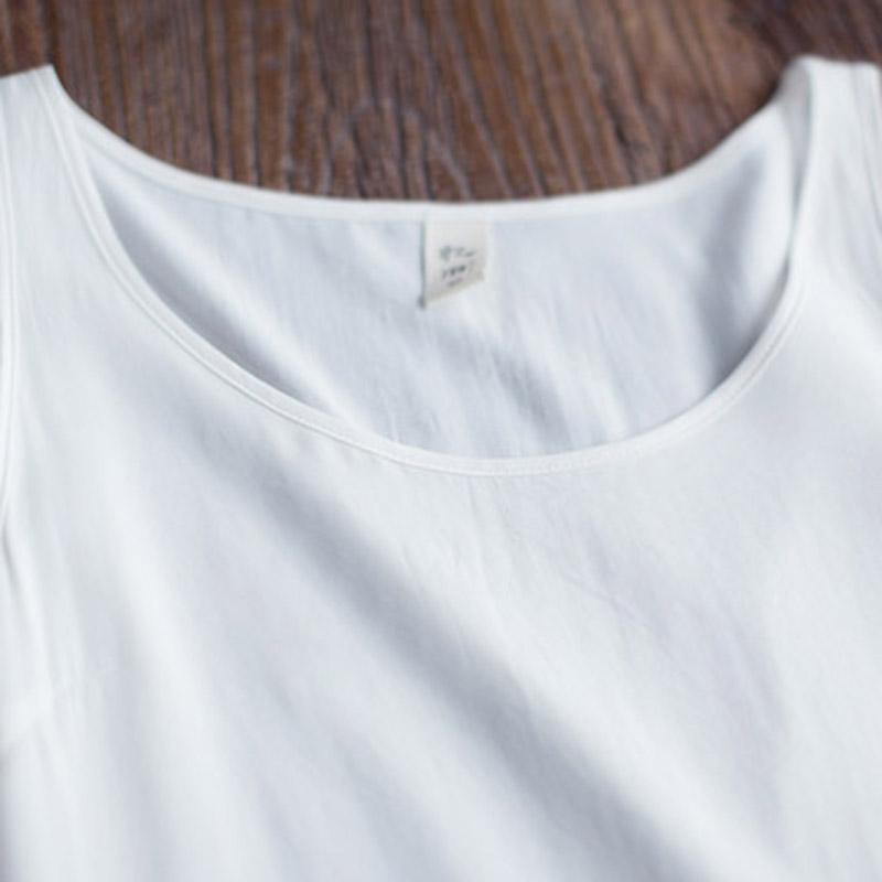Spring New White Dress Cotton Casual Sleeveless Dress