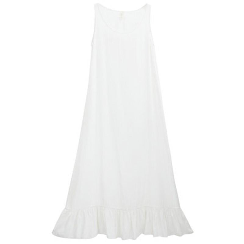 Spring New White Dress Cotton Casual Sleeveless Dress