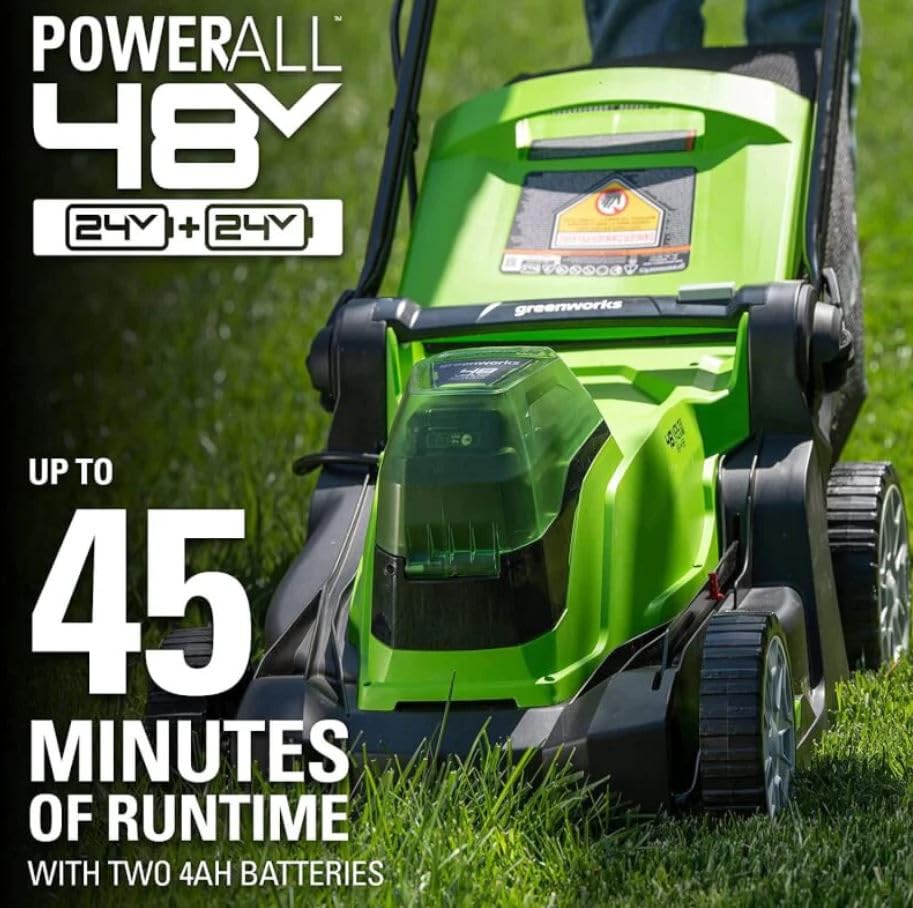 48V (24V x 2) 17" Cordless (Push) Lawn Mower (200+ Compatible Tools), (2) 4.0Ah Batteries and Dual Port Rapid Charger Included