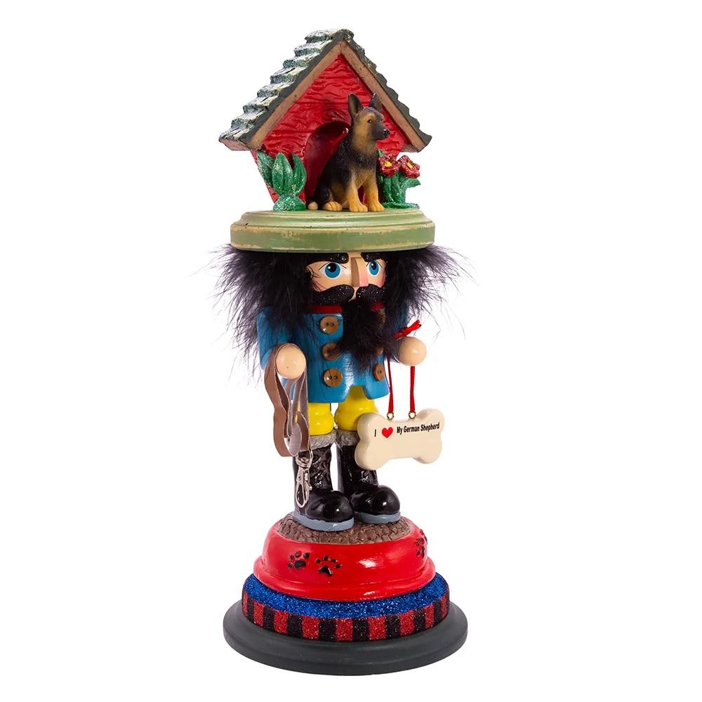 Kurt Adler HA0582GS 14 in. Hollywood German Shephard Dog House Hat Nutcracker