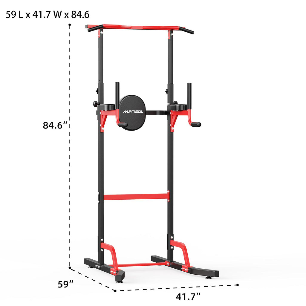 Murtisol Power Tower Pull-up and Workout Dip Station Strength Training 5 LEVEL Adjustable Height Back Muscles Triceps Chest Shoulder Home Gym