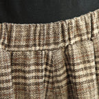 winter elastic waist plaid wide leg pants