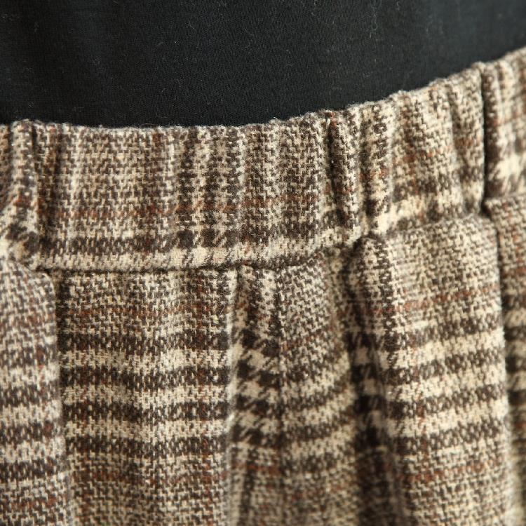 winter elastic waist plaid wide leg pants