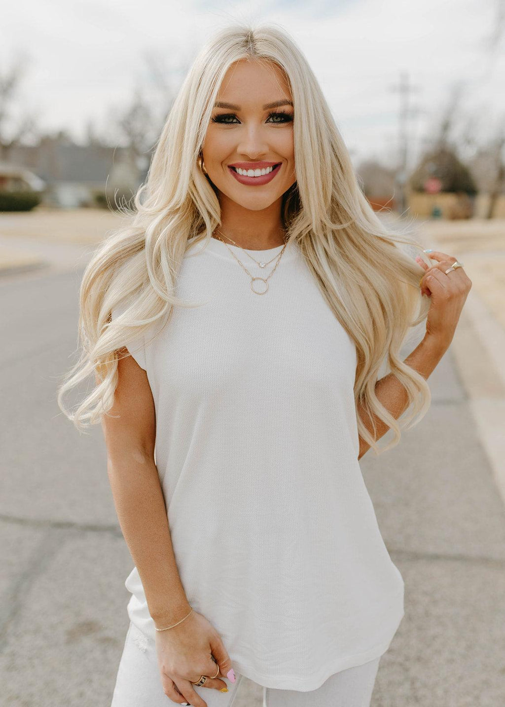 gabby thermal top - white
