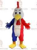 Blue White and Red Hen Rooster BIGGYMONKEYMascot Costume.