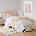 Levtex Home - Casita White Quilt Set - Twin Quilt + One Standard Pillow Sham - Frin- White - Quilt Size (68x86in.) and Pillow Sham Size (26x20in.) - Reversible - Cotton Fabric