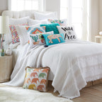 Levtex Home - Casita White Quilt Set - Twin Quilt + One Standard Pillow Sham - Frin- White - Quilt Size (68x86in.) and Pillow Sham Size (26x20in.) - Reversible - Cotton Fabric