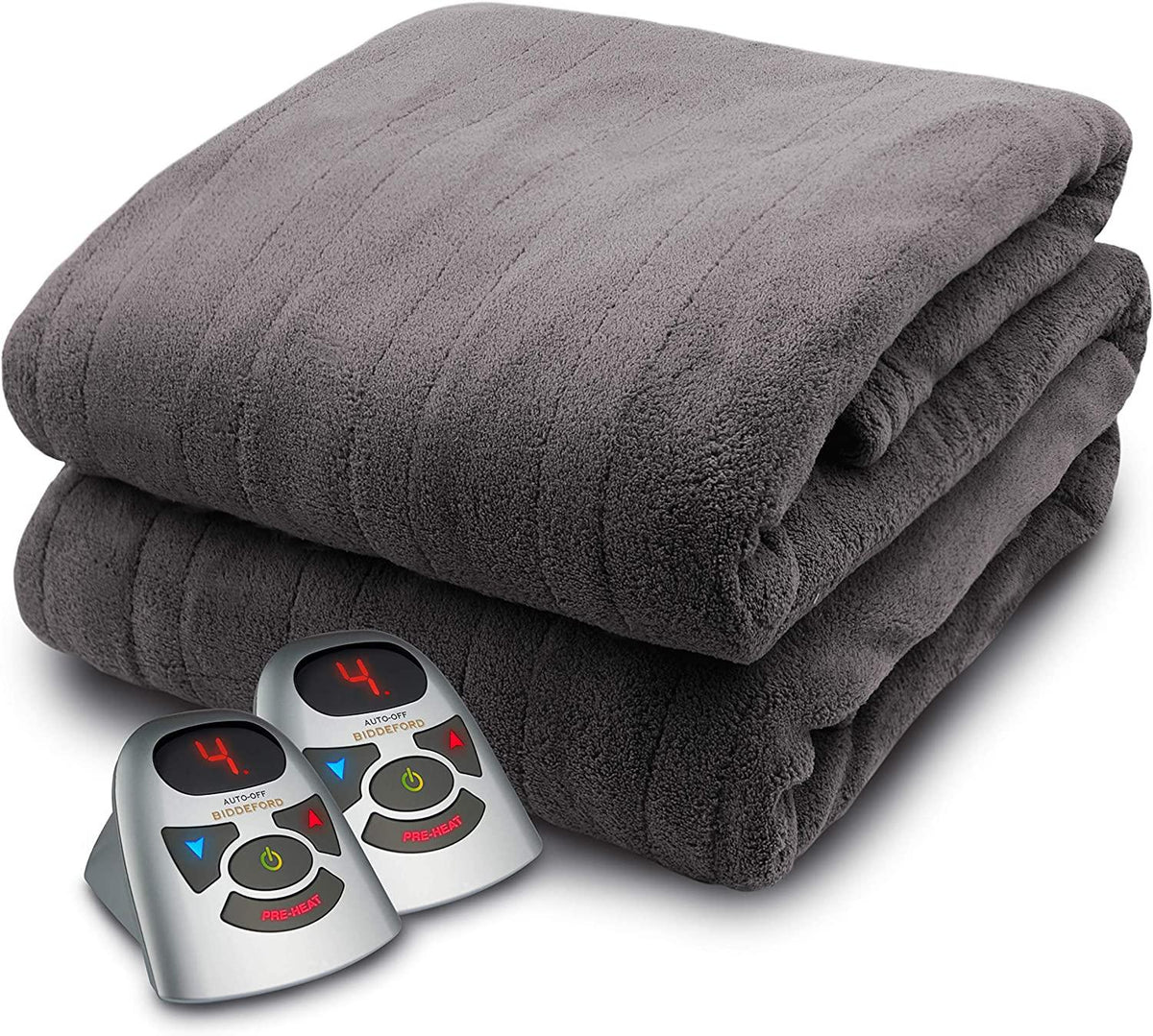 Micro Plush Electric Heated Blanket with Digital Controller, Queen, Grey
