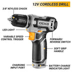 Tool Kit Box Drill Set： Home Mechanic Toolbox with 12V Power Cordless Drill Hand Repair Tools Sets Combo Kits StoraOrganizer Drawer Case for Men