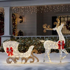 5 ft Warm White LED Reindeer with Sleigh Holiday Yard Decoration