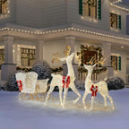 5 ft Warm White LED Reindeer with Sleigh Holiday Yard Decoration