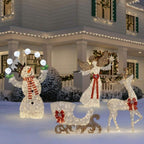 5 ft Warm White LED Reindeer with Sleigh Holiday Yard Decoration