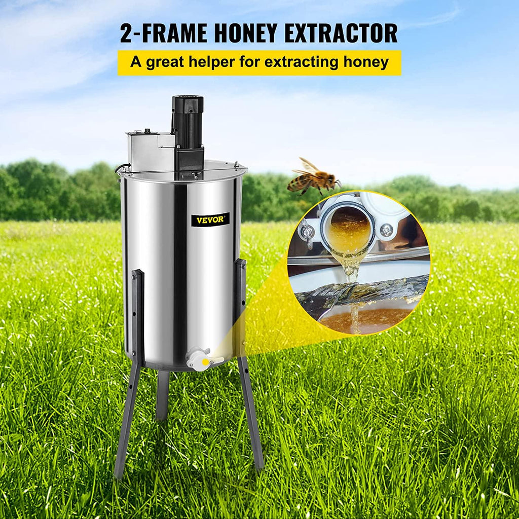 bestequip electric honey extractor separator 2 frame bee extractor stainless steel honeycomb spinner crank. beekeeping extraction apiary centrifuge equipment