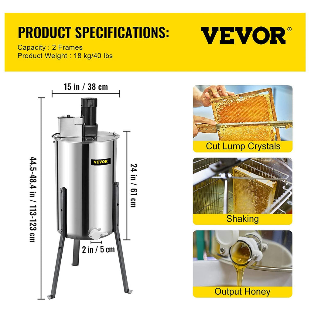 happybuy honey extractor bee honey extractor electric honeycomb spinner 2 two frame stainless steel beekeeping accessory (2 frame electric honey extractor)