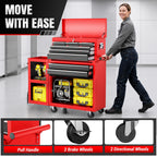 8-Drawer Rolling Tool Chest, Assembled Metal Tool StoraCabinet with Wheels, LocSliding Drawers & Detachable Top Box, for GaraWorkshop Repair Room Warehouse, Red