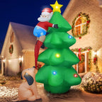 ZXHStore Christmas Decoration Inflatable-Dogs Chasing Elderly Ornaments with LED Lights, 6-Foot Christmas Tree Inflatable Decoration for Outdoor Courtyard Garden Lawn