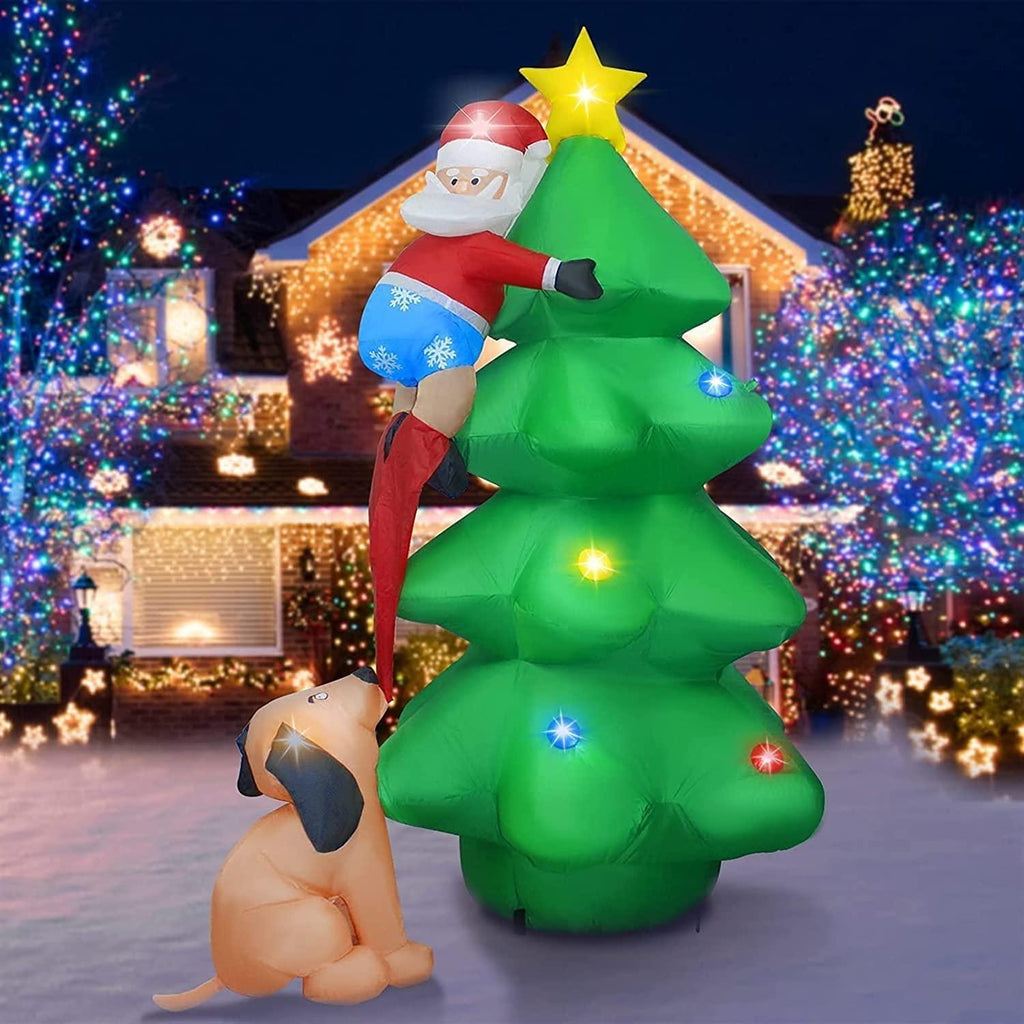 ZXHStore Christmas Decoration Inflatable-Dogs Chasing Elderly Ornaments with LED Lights, 6-Foot Christmas Tree Inflatable Decoration for Outdoor Courtyard Garden Lawn