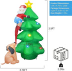 ZXHStore Christmas Decoration Inflatable-Dogs Chasing Elderly Ornaments with LED Lights, 6-Foot Christmas Tree Inflatable Decoration for Outdoor Courtyard Garden Lawn
