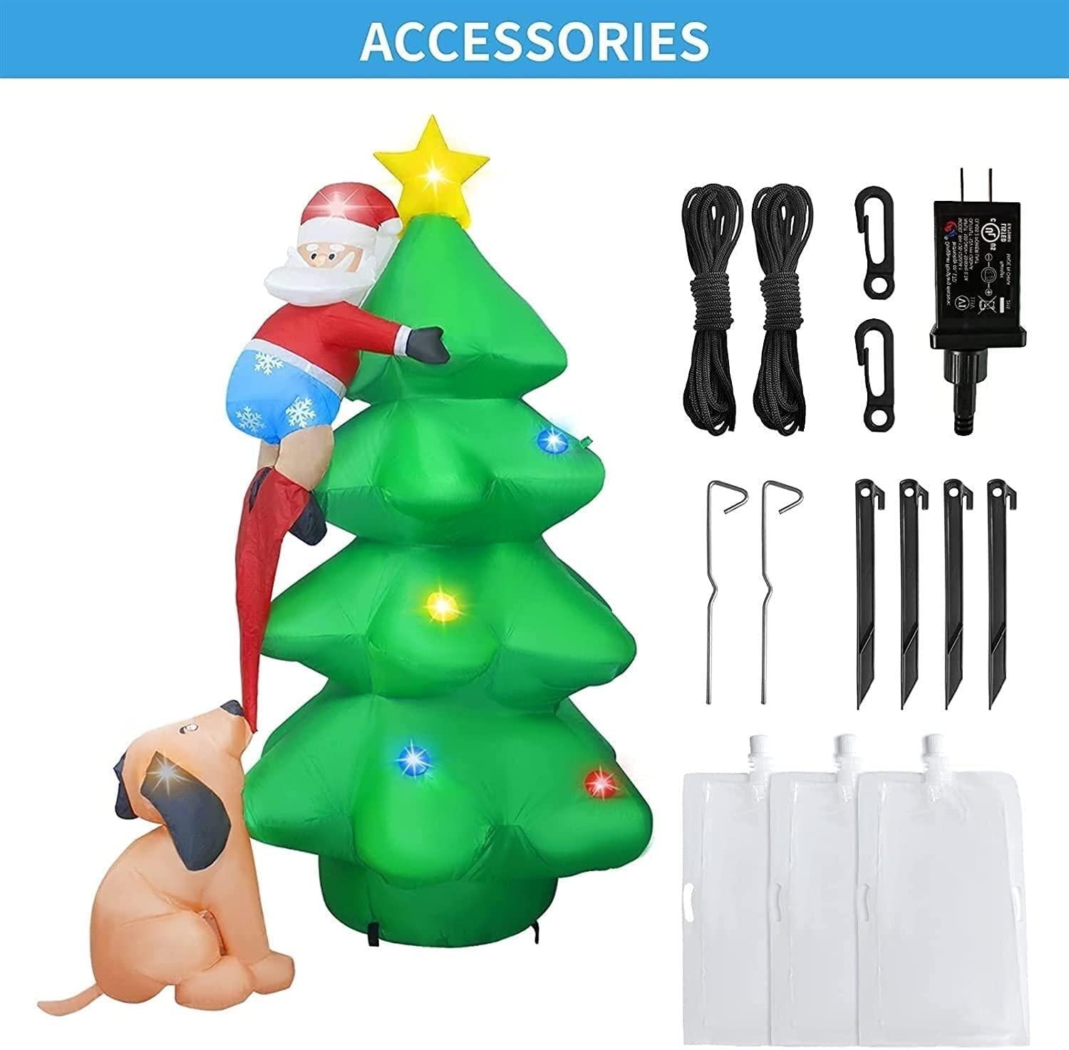 ZXHStore Christmas Decoration Inflatable-Dogs Chasing Elderly Ornaments with LED Lights, 6-Foot Christmas Tree Inflatable Decoration for Outdoor Courtyard Garden Lawn