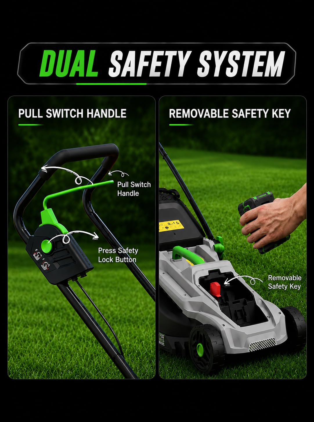 40V Cordless Lawn Mower, 16-Inch Brushless Electric Push Mower with 4.0Ah Battery &amp; Charger, 2-in-1 Mulching and Bagging, 5-Position Height Adjustment, Lightweight Foldable , Green