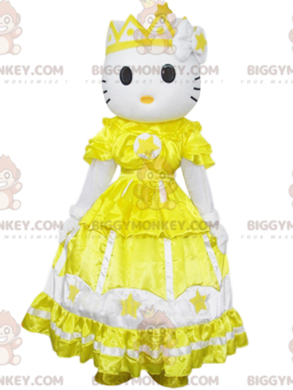 BIGGYMONKEYmascot costume from Hello Kitty, the famous cat with a yellow dress