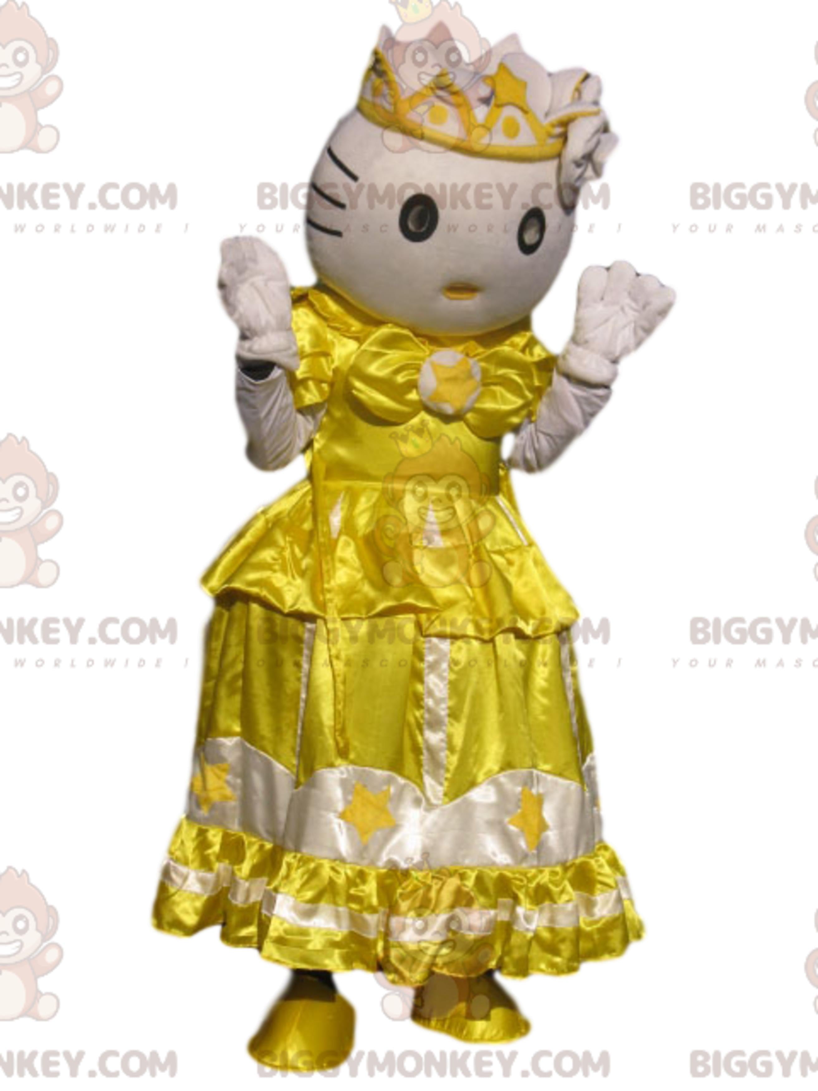 BIGGYMONKEYmascot costume from Hello Kitty, the famous cat with a yellow dress