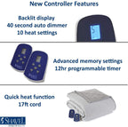 Thermee Micro Flannel Queen-Size Electric Heated Blanket, Machine Wash &amp; Dry, Timer &amp; Safety Shutoff, 90Lx90W, Lilac