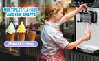 Commercial 2+1 Flavor Soft Serve Ice Cream Maker Machine, 7.4 Gal/Hour Countertop Ice Cream Machine with Self-Cleaning, LCD Display & Adjustable Hardness for Restaurants, Bubble Tea and Snack Shops, 2