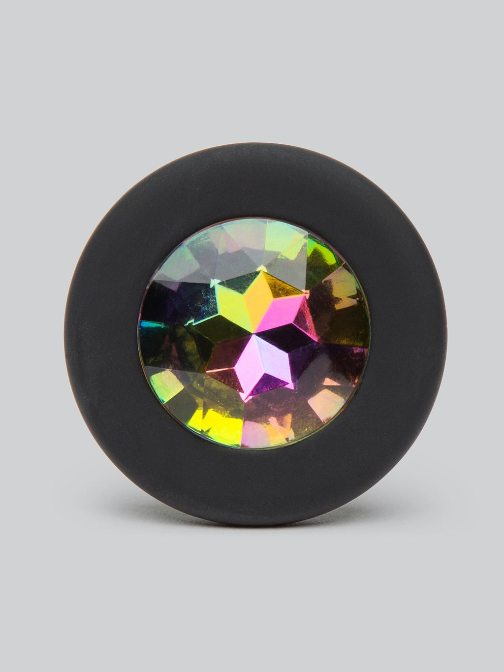 Glams Silicone Black Mini Butt Plug with Rainbow Crystal 3 Inch, Rainbow