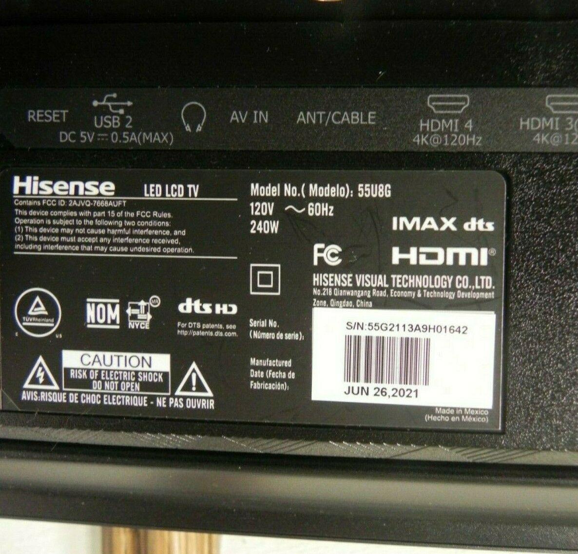 hisense - 55" class u8g series quantum 4k uled android tv