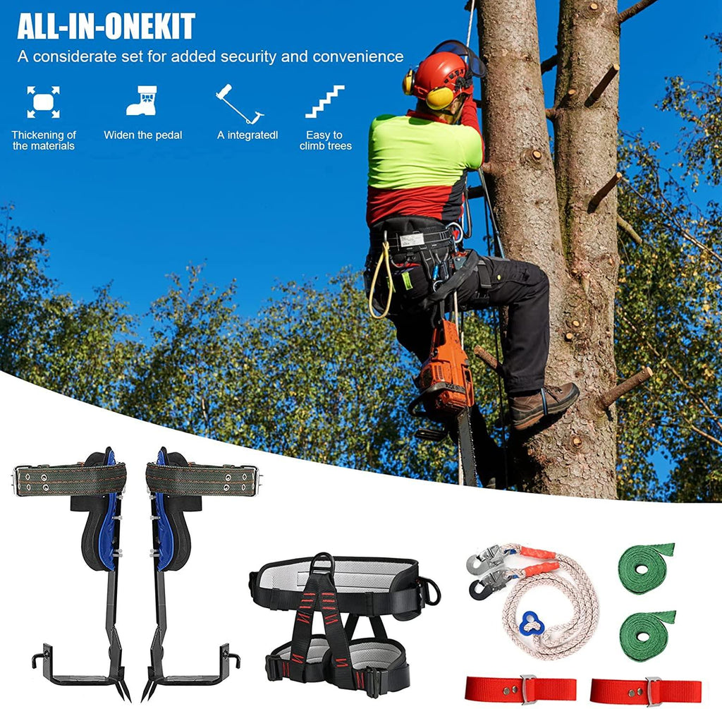 TWSOUL Tree Climbing Gear, with Adjustable Climbing Belt and Rope, 304  Steel Tree Climbing Spikes 2 Gears for Climbing Trees, Outdoor Jungle Survival, PicFruit, Sports