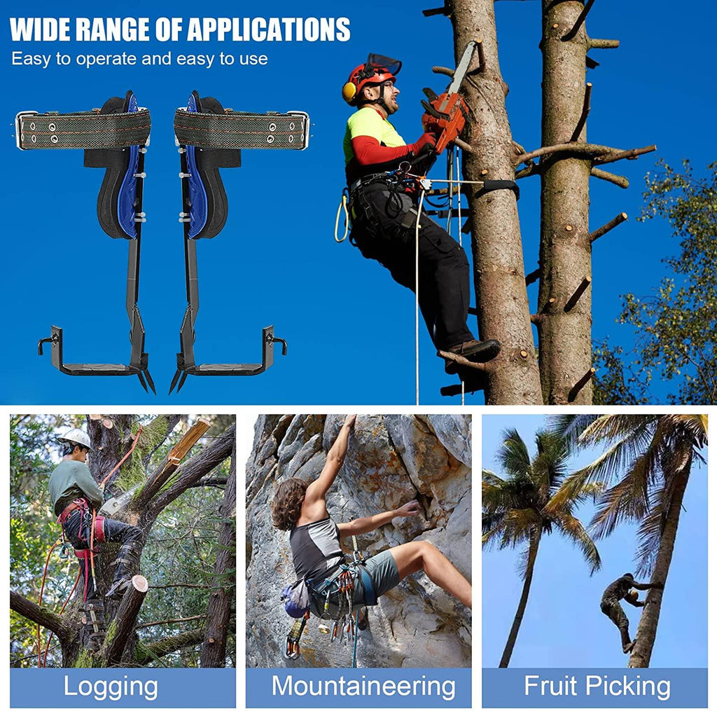 TWSOUL Tree Climbing Gear, with Adjustable Climbing Belt and Rope, 304  Steel Tree Climbing Spikes 2 Gears for Climbing Trees, Outdoor Jungle Survival, PicFruit, Sports