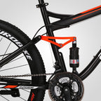 Eurobike S7 Mountain Bike Full Suspension Frame 21 Speed Shifter 27.5 Inch Wheels Dual Disc Brakes Bikes for Men Orange