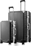 Aluminum Frame Luggage Sets, PC Hard Shell Checked Suitcase with 4 Corners, Zipperless Luggage with Spinner Wheels