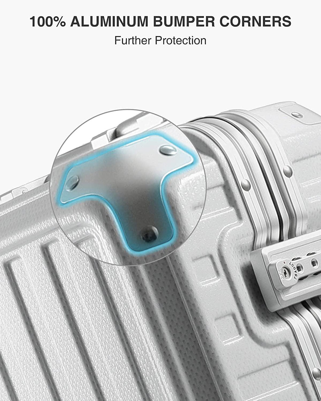 Aluminum Frame Luggage Sets, PC Hard Shell Checked Suitcase with 4 Corners, Zipperless Luggage with Spinner Wheels