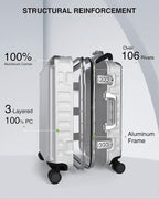 Aluminum Frame Luggage Sets, PC Hard Shell Checked Suitcase with 4 Corners, Zipperless Luggage with Spinner Wheels