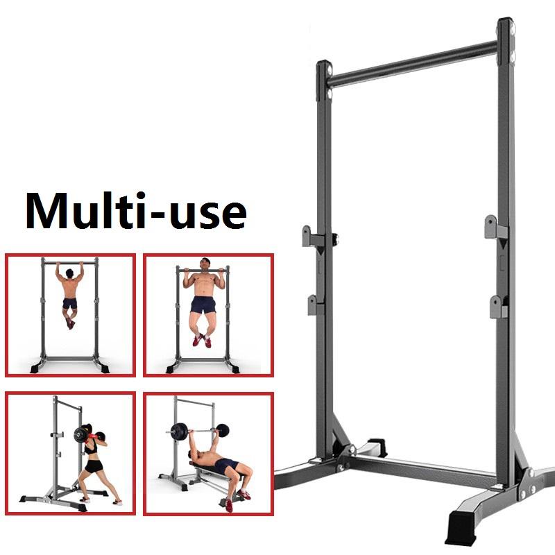 OUSGAR Multi-Function Adjustable Power Rack Exercise Squat Stand with J-Hooks, Heavy Duty Squat Rack Weight and Bar Holder, Exercise Power Cawith Pull Up Bar for Home Gym, 220LB Capacity
