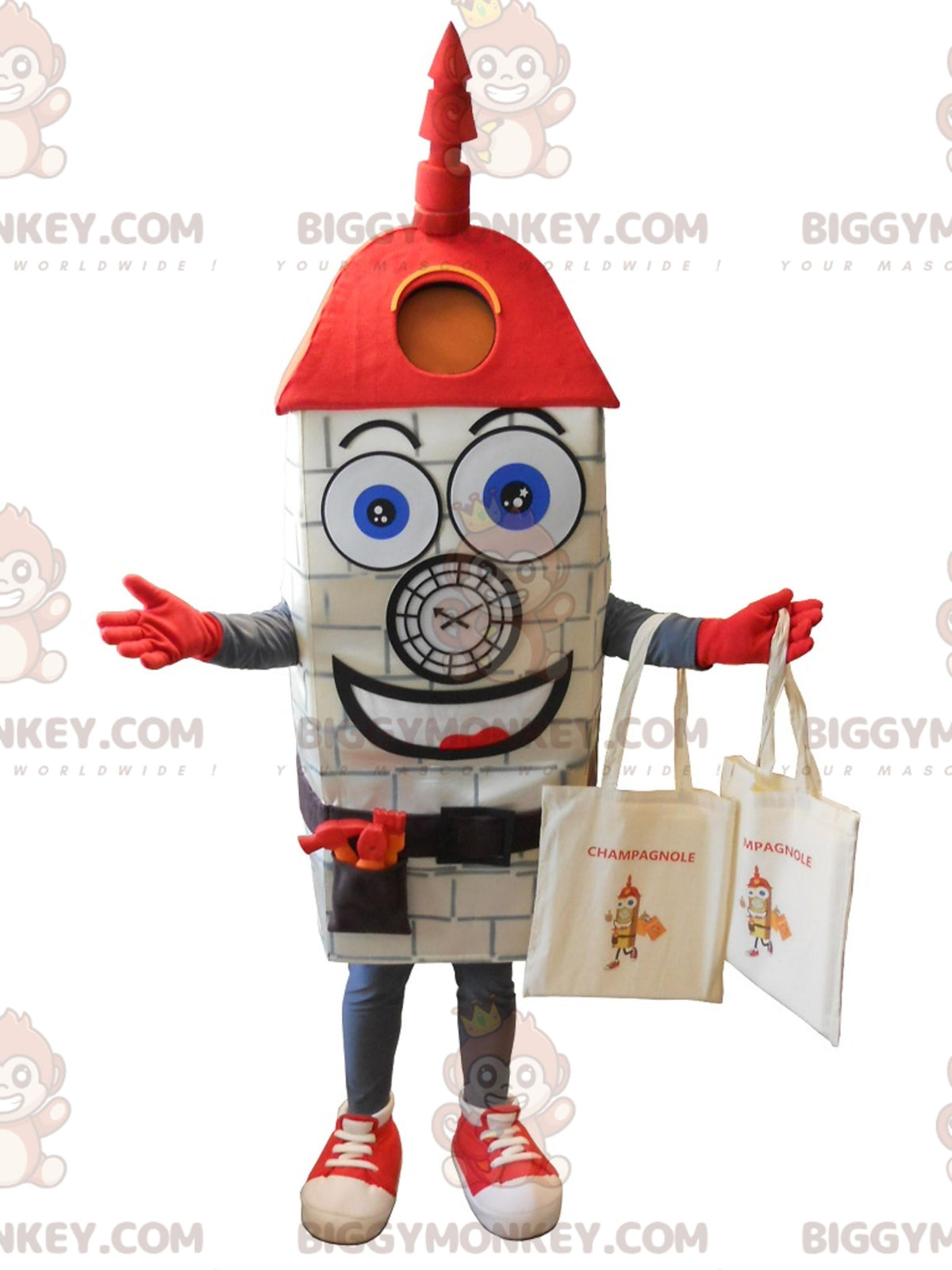 Champagnole BIGGYMONKEYmascot costume. Monument Church BIGGYMONKEYMascot Costume