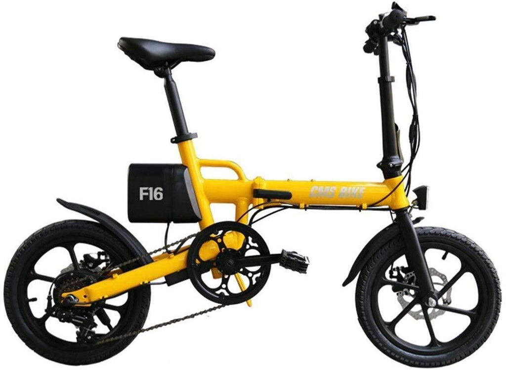 CUISIDIAO Foldable Electric Bicycle, 250W 36V Waterproof Electric Bicycles, Foldable Foam Handlebar Grips for Your Travel, is A Very Reliable Partner (Color : Yellow)