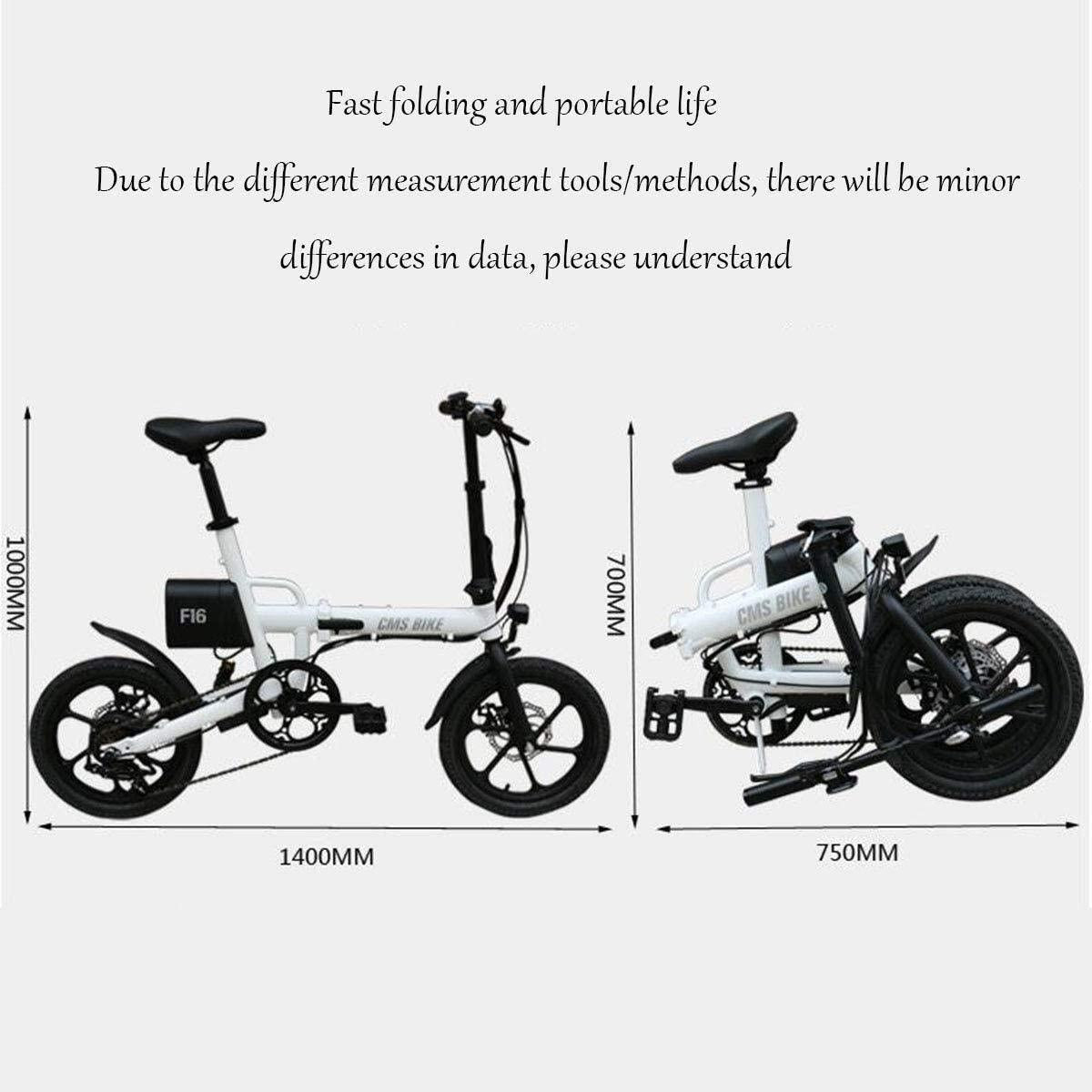 CUISIDIAO Foldable Electric Bicycle, 250W 36V Waterproof Electric Bicycles, Foldable Foam Handlebar Grips for Your Travel, is A Very Reliable Partner (Color : Yellow)