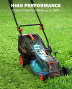 40V 19" Cordless Lawn Mower, Brushless Push Lawn Mower w/ 13.2Gal Bag, 98% Grass Collection, 3-Step er Foldable, 6-Position Height Adjustment Meets Various Cutting Needs
