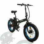 Ecortic Electric Fat Tire Bicycle Folding Bike 12Ah 36V 500W Lithium Battery Beach Snow Mountain 20 In. E Bike Moped (Black &amp; Blue)
