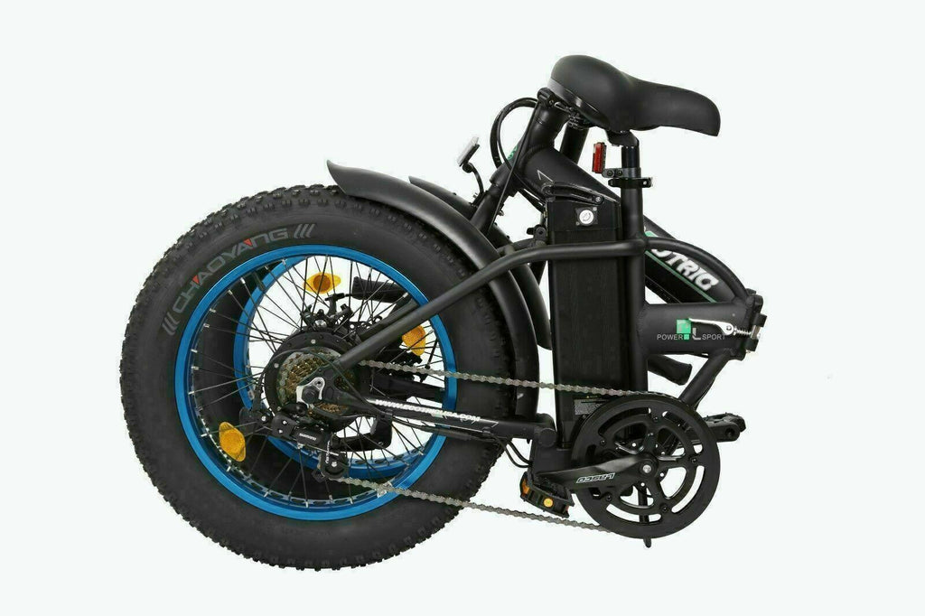 Ecortic Electric Fat Tire Bicycle Folding Bike 12Ah 36V 500W Lithium Battery Beach Snow Mountain 20 In. E Bike Moped (Black &amp; Blue)