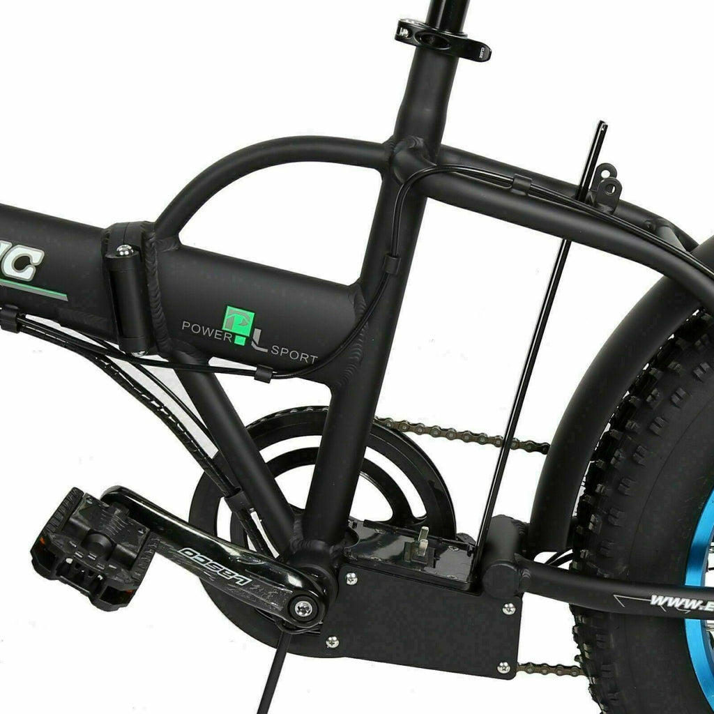 Ecortic Electric Fat Tire Bicycle Folding Bike 12Ah 36V 500W Lithium Battery Beach Snow Mountain 20 In. E Bike Moped (Black &amp; Blue)